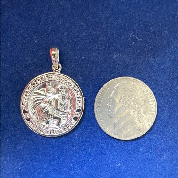 925 Sterling Silver Religious Saint Christopher Medal Necklace Charm Pendant - Picture 3 of 9
